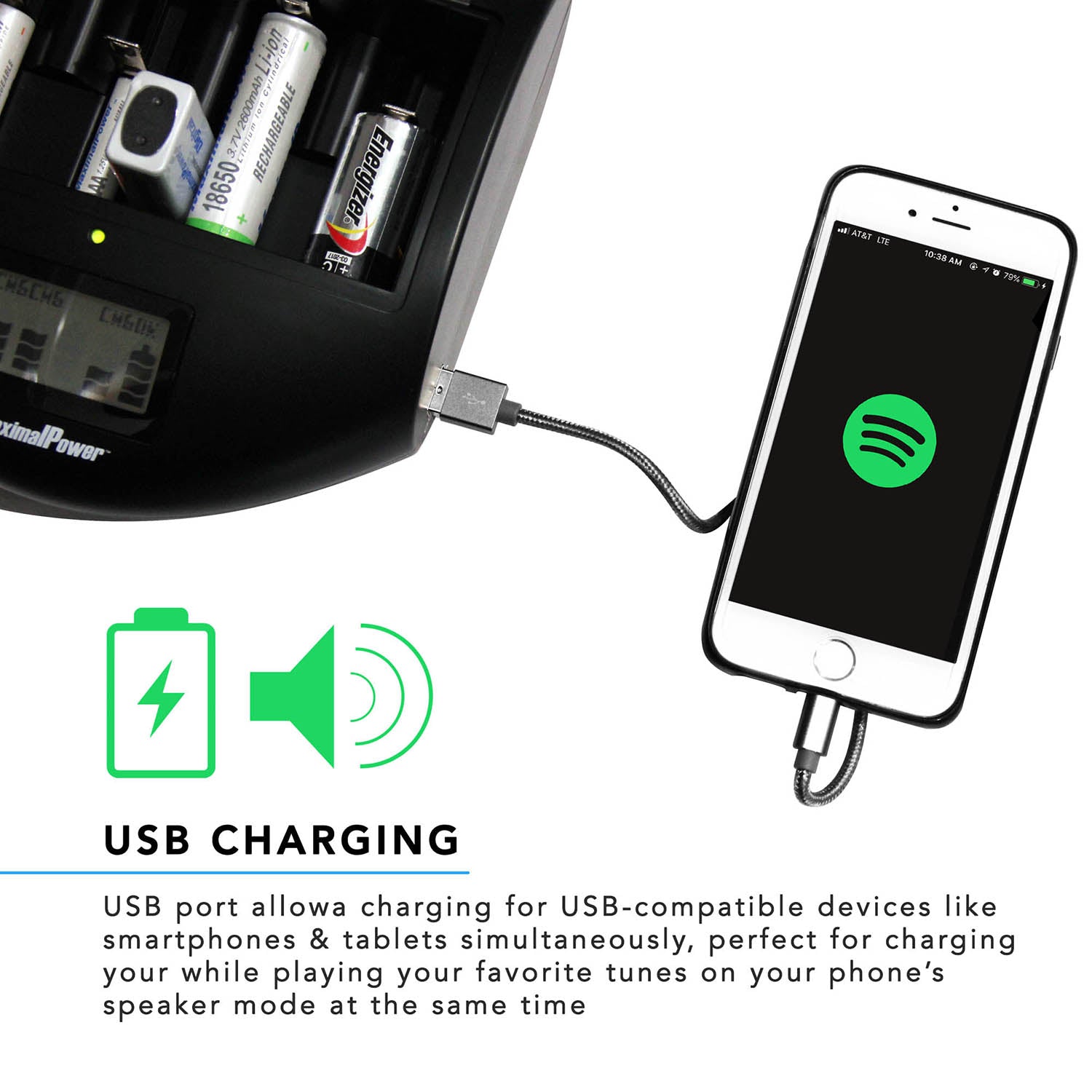 Rapid Battery Charger for Alk/NiMh/NiCd/Li-ion Types with USB Port ...