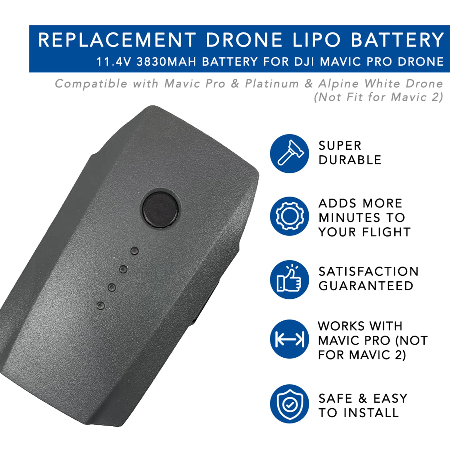 11.4V 3830 mAh LiPo Drone Battery Replacement for DJI Mavic Pro - Comp –  MaximalPower