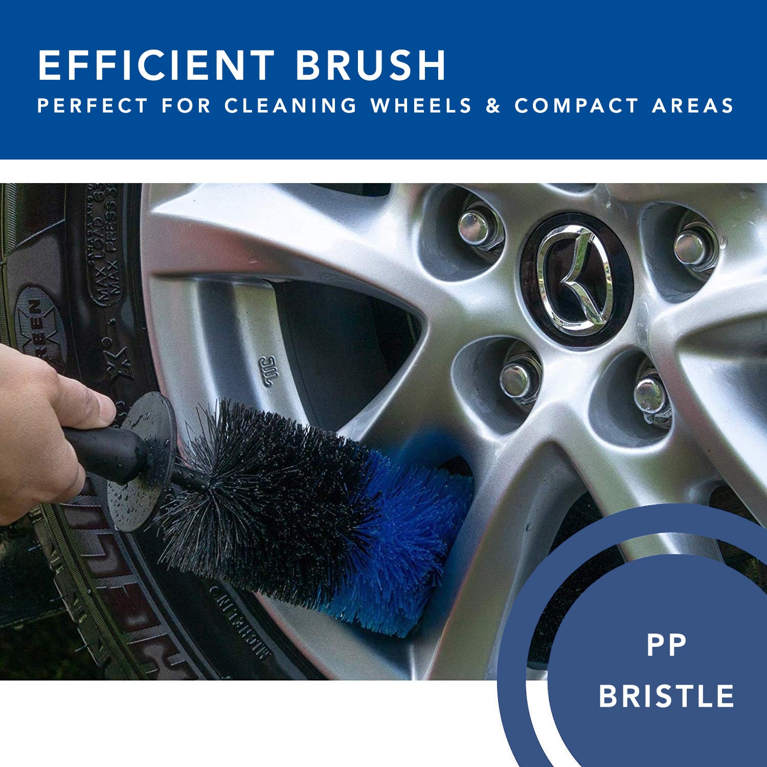 Premium Wheel /Rim Cleaning Brush Long Soft Bristle,Car Wheel Brush,Rim  Tire Detail Brush,Multipurpose use For Cleaning Wheels,Rims,Exhaust