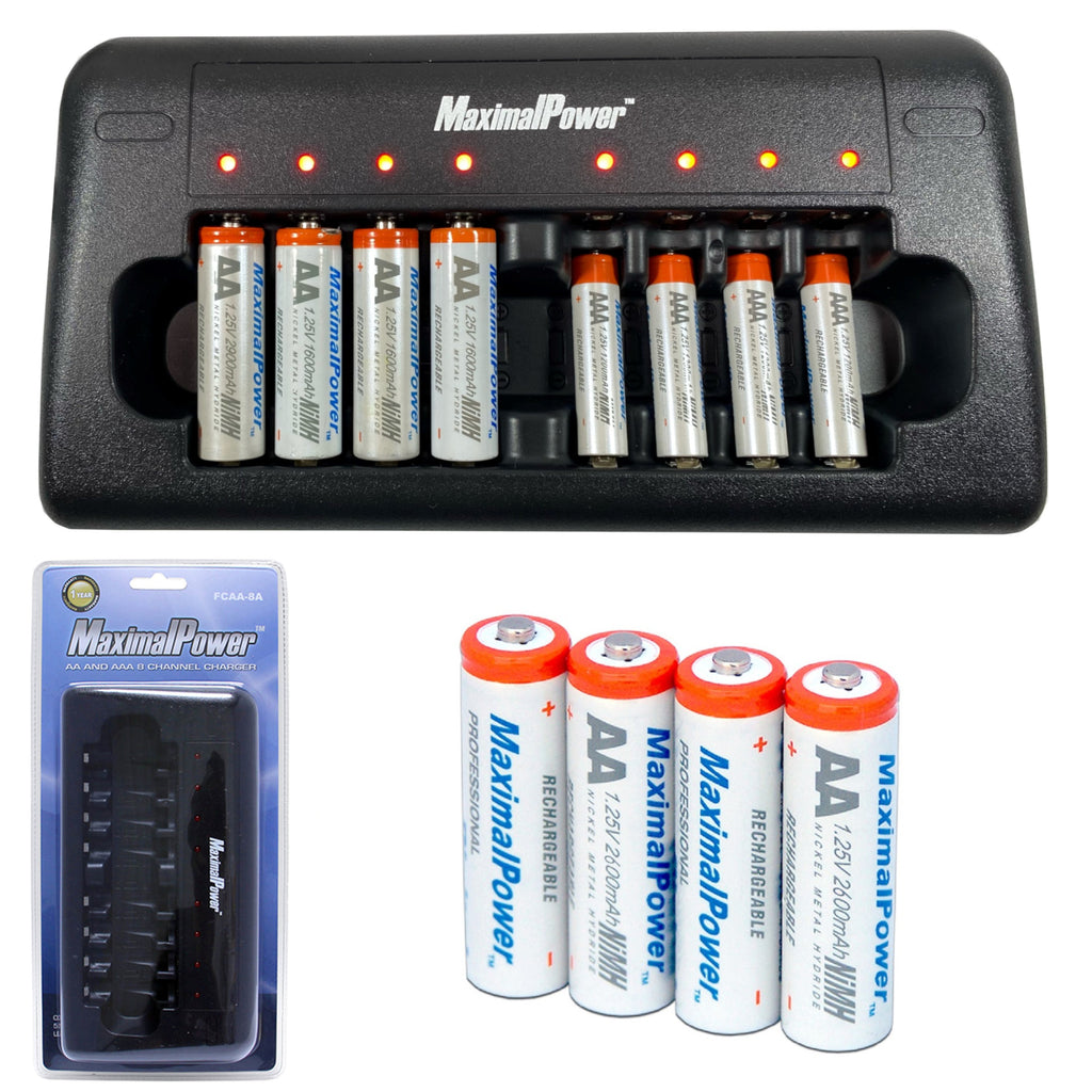 TWO MaximalPower 9 Volt Rechargable Batteries 9V Battery + Dual Wall C