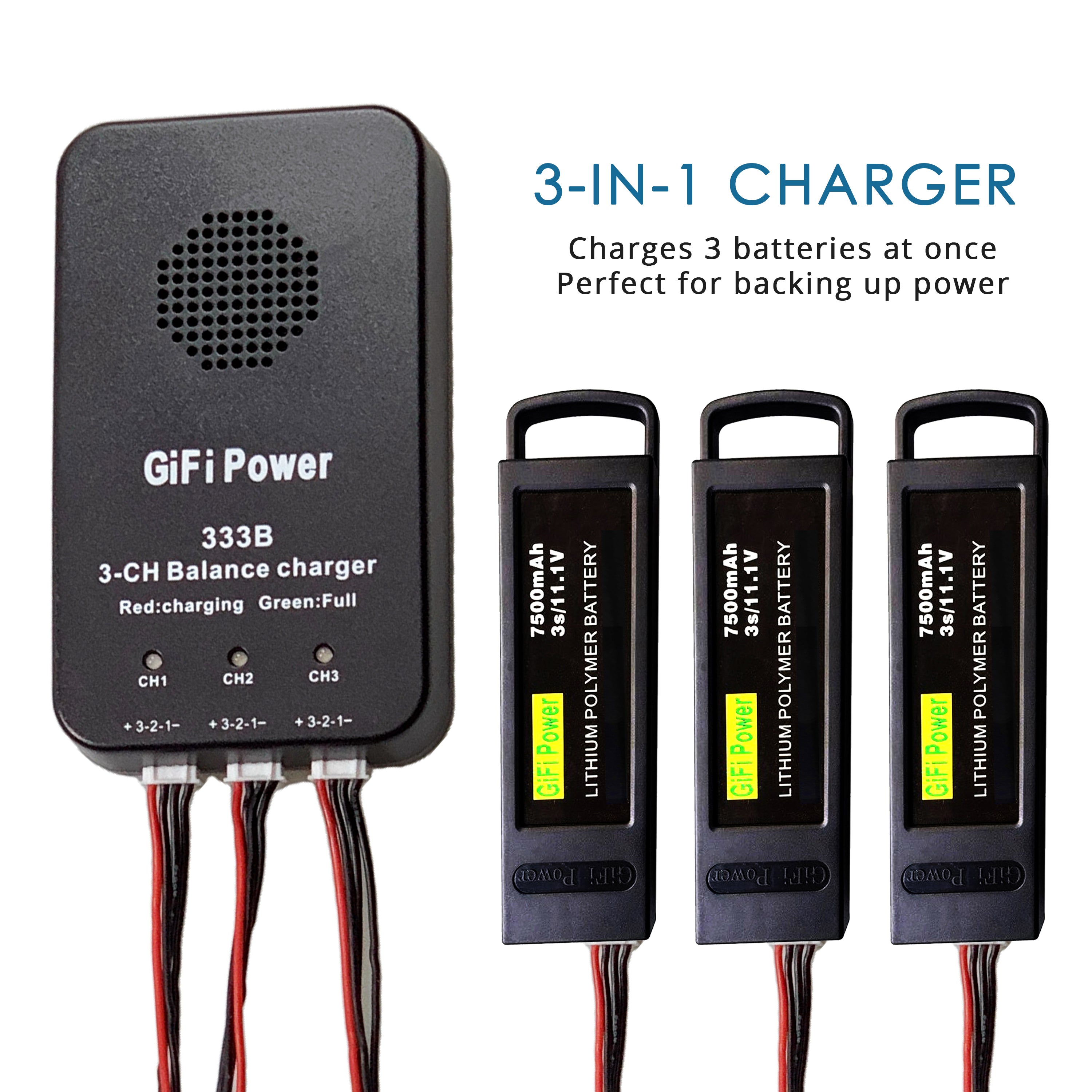 Kit Batterie Lipo 500mAh Et Chargeur 1-4 YUNIQUE Pour Hubsan X4, Syma X5C, JJRC - Bleu Kit Batterie Lipo 500mAh Et Chargeur 1-4 YUNIQUE Pour Hubsan X4, Syma X5C, JJRC - Bleu