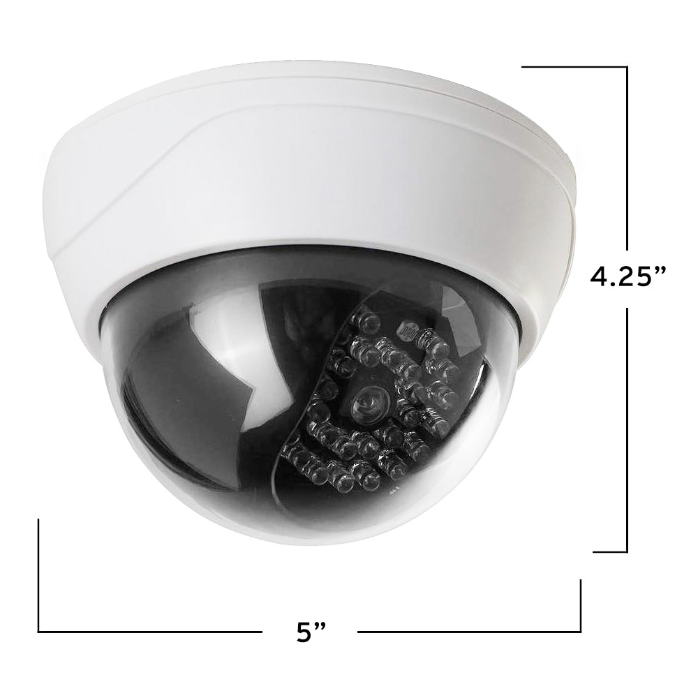 Fake Security Camera Dummy Dome With Red LED Light - 4 Pack Deterrent System