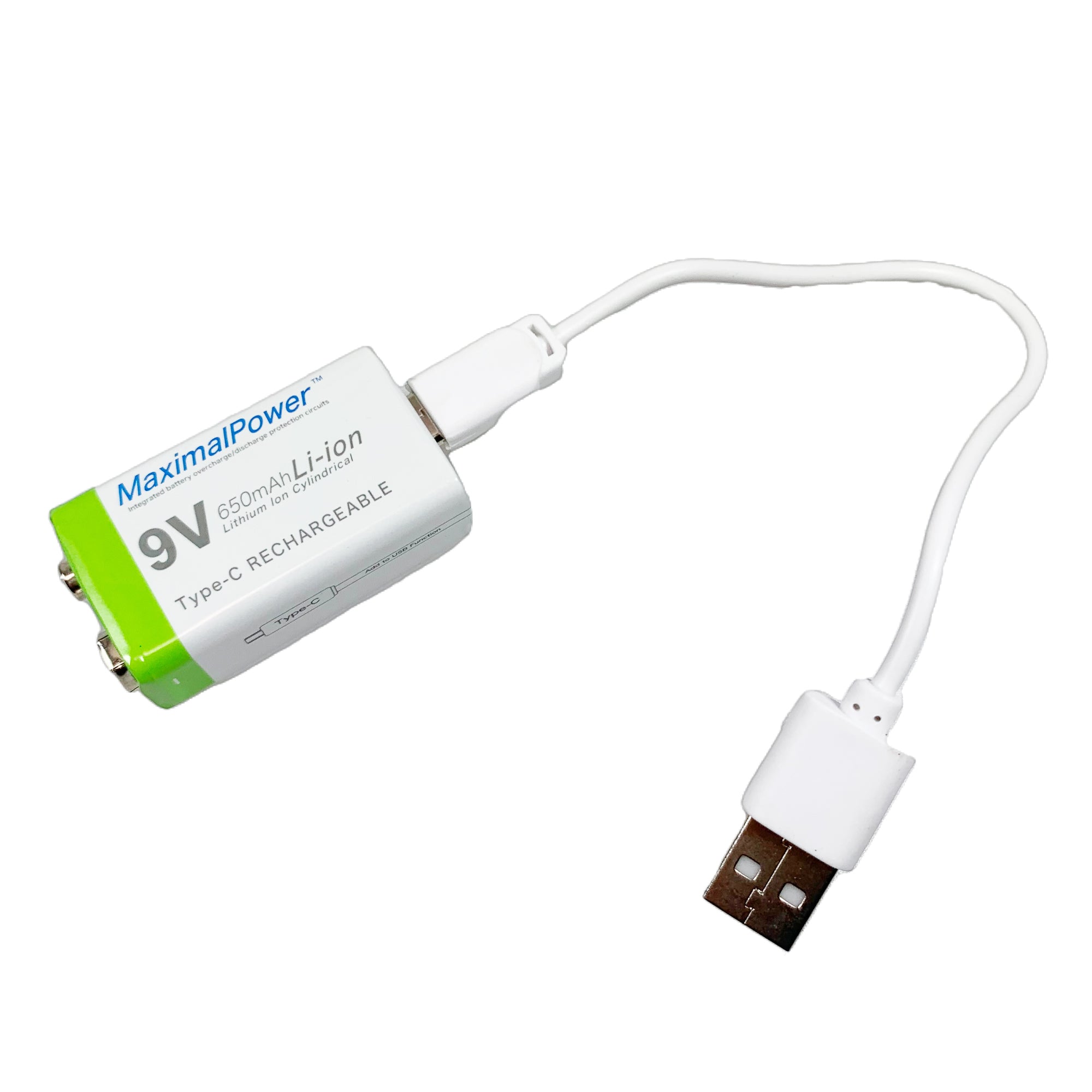 USB Rechargeable Lithium-Ion 9V Battery with Cable