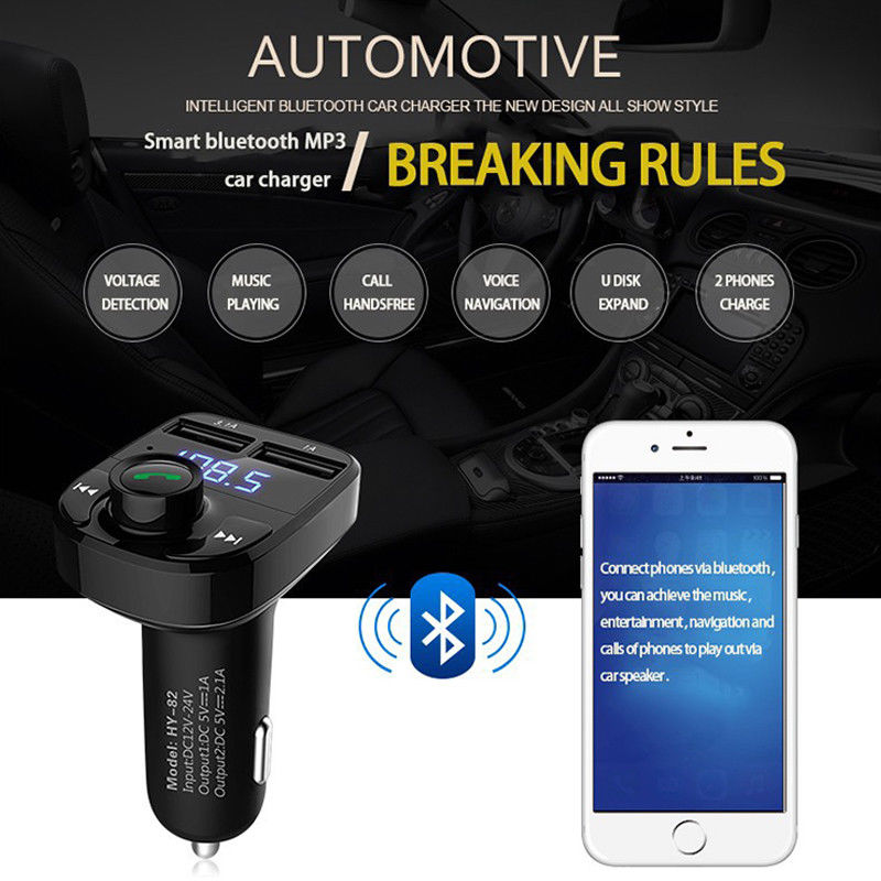 onn. Wireless FM Transmitter & Car Charger with Bluetooth Compatible via  Smartphone